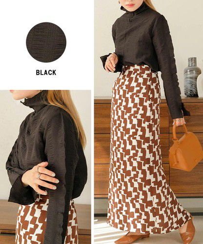 日本 Bou Jeloud - 個性凹凸紋長袖上衣-橘粉