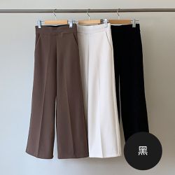 韓國女裝連線 - VETICA (內磨毛)韓製顯瘦小腹收收寬褲-黑