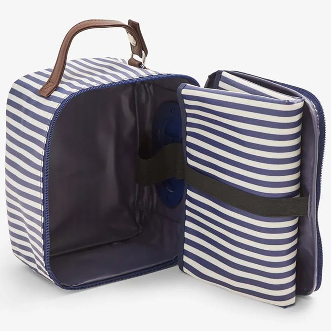 英國 JoJo Maman BeBe - 嬰幼兒萬用收納袋/尿布袋附換尿布墊-藍白條紋