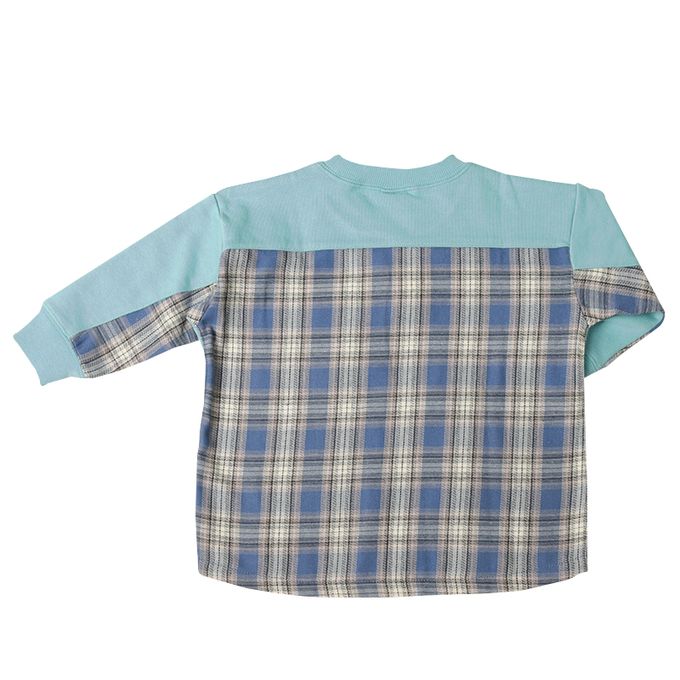 akachan honpo - 拼接休閒上衣-毛圈內裡-藍色