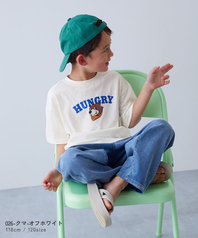 日本 devirock - 純棉定番短袖上衣-小熊領巾-草綠