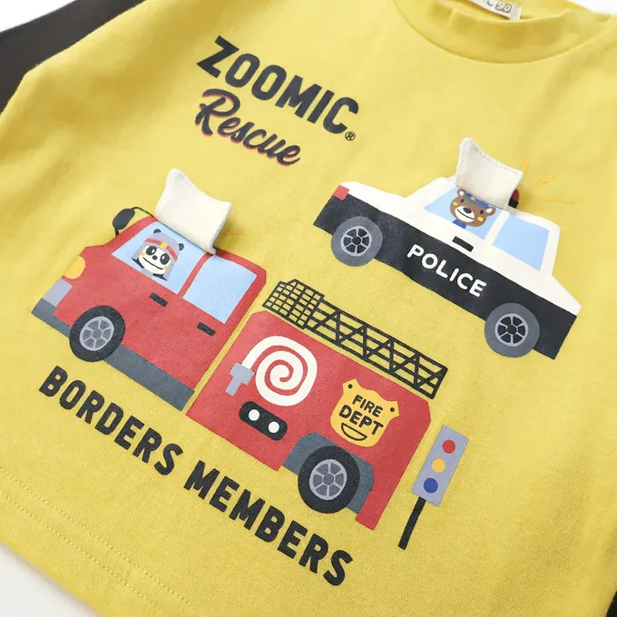 日本 ZOOLAND - 熊熊救援隊 立體翻翻長袖上衣-黃