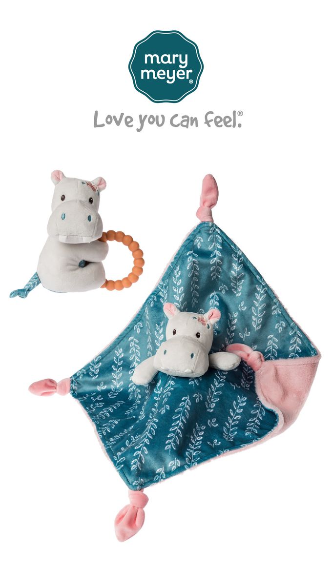 美國 MaryMeyer 蜜兒 - 河馬喜寶經典禮盒(安撫巾+手搖鈴)