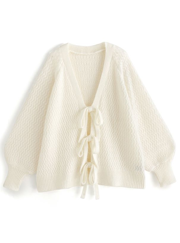 日本 GRL - 甜美綁帶開襟針織外套-淺粉 (F)