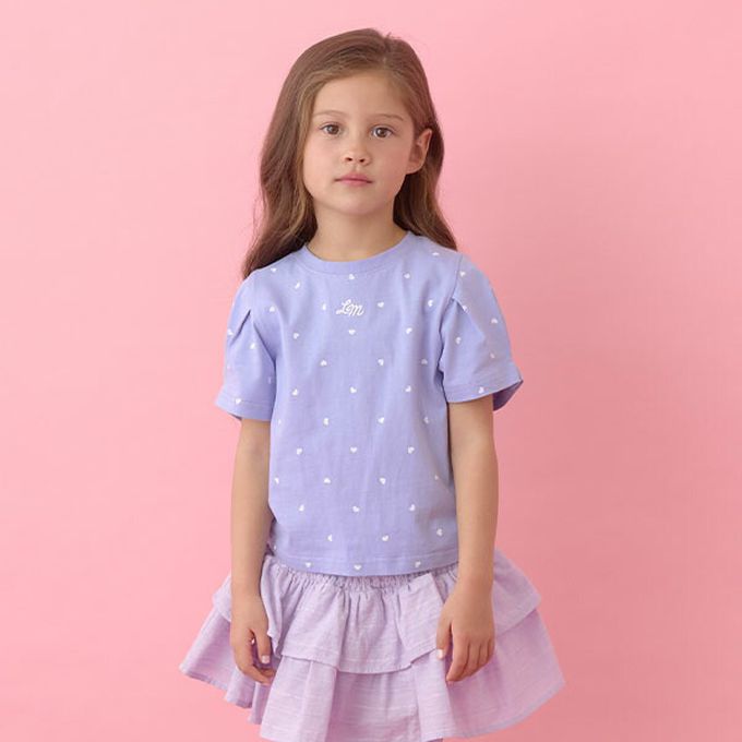 日本 Lycee mine - 純棉滿版印花打褶泡泡袖上衣-點點-炭灰