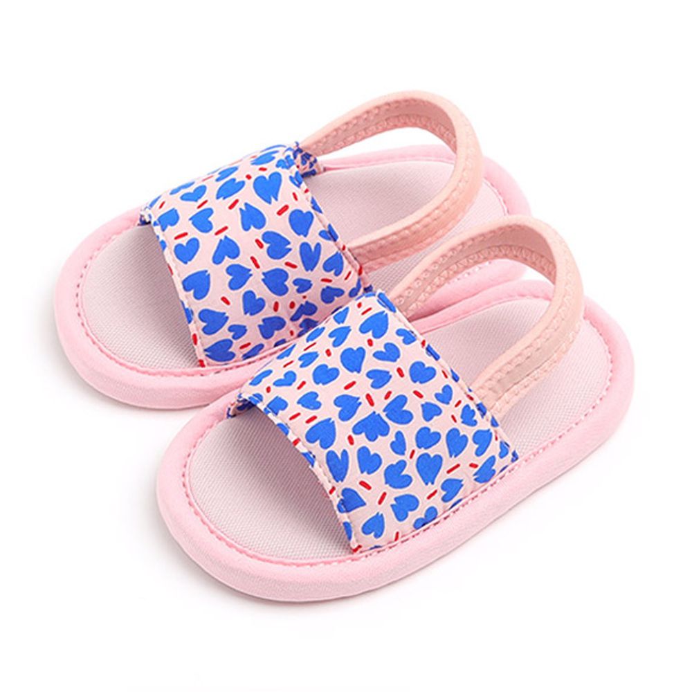 韓國 OZKIZ - 消音防滑室內鞋-鬆緊帶款(印花)-粉紅