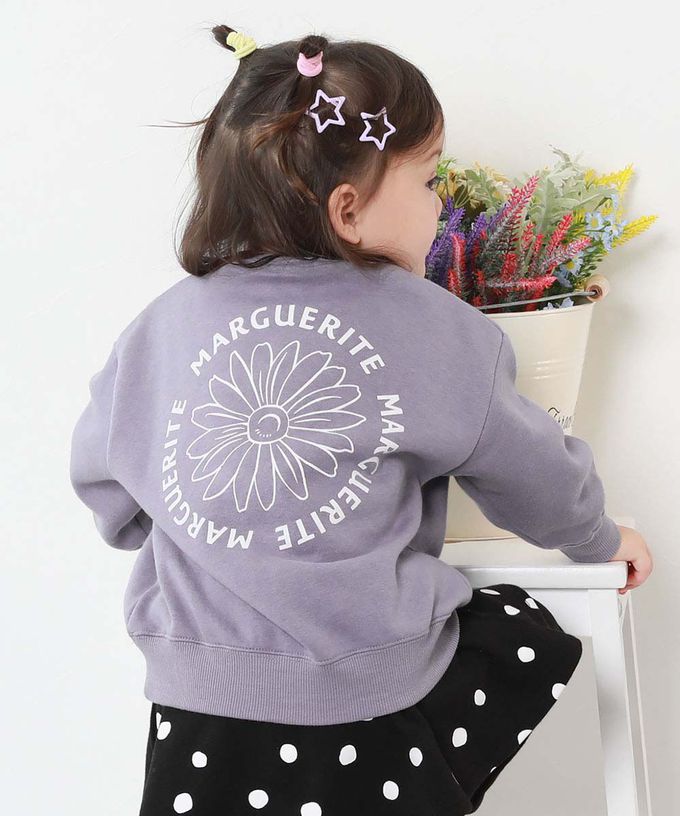 日本 devirock - 熱銷定番 裏起毛女孩印花大學長袖上衣-乳牛愛心-灰黑