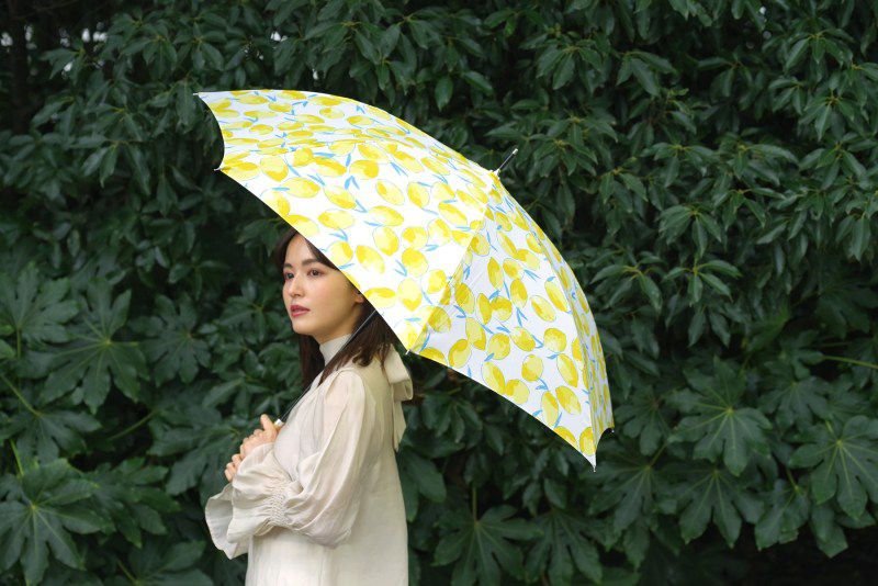 日本 nifty colors - 抗UV輕量 晴雨兩用折疊傘-美味櫻桃-陽光黃 (直徑98cm/195g)