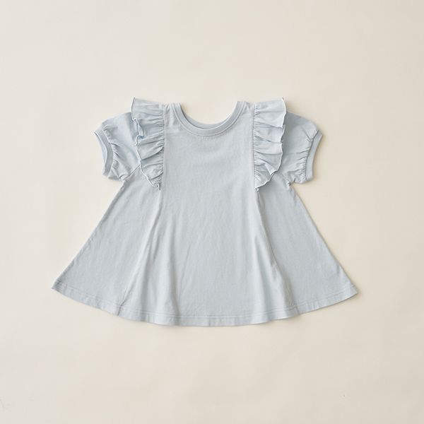 日本 Lycee mine - 肩膀荷葉傘狀長版短袖上衣-粉紅