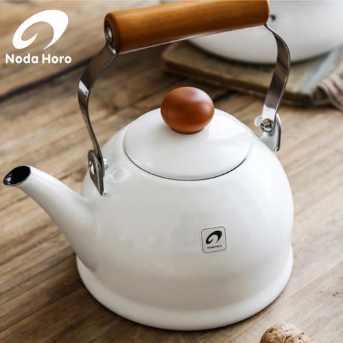 日本製琺瑯木柄款水壺-白1500ml