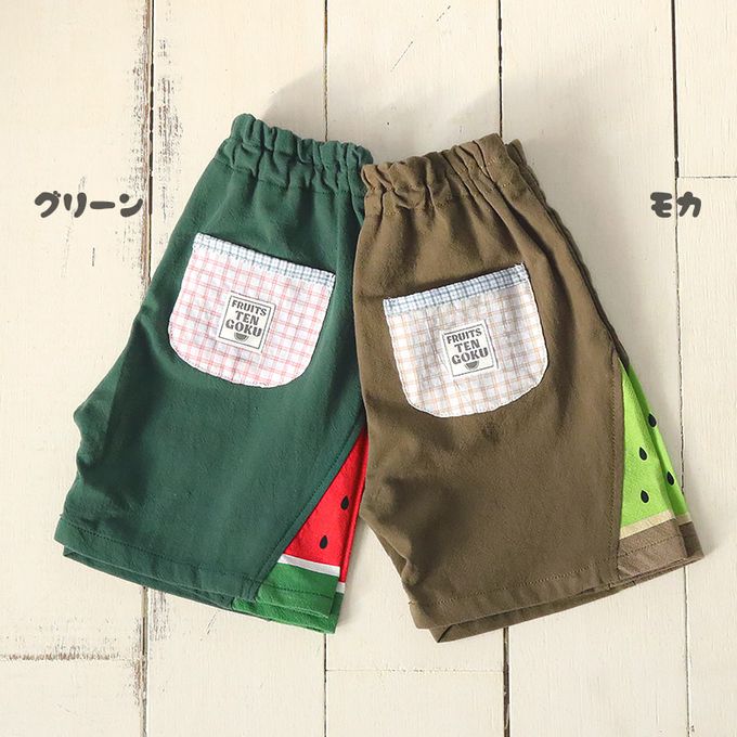 日本 ZOOLAND - 100%棉 水果切片印花舒適短褲-奇異果