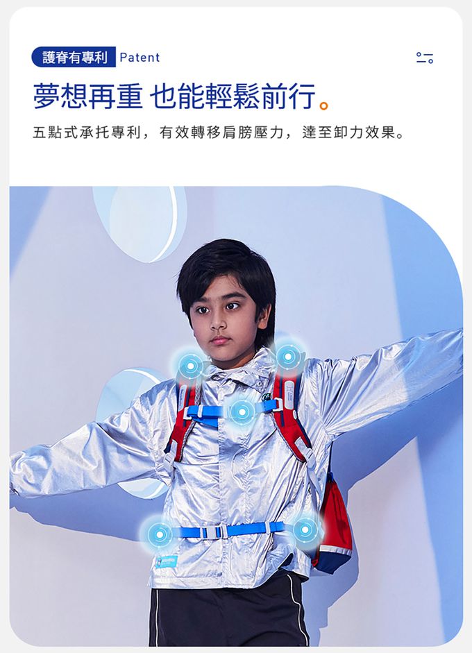 MoonRock - 護脊書包-SP200 淺藍色成長型2023款 適用身高:120-160公分-21L