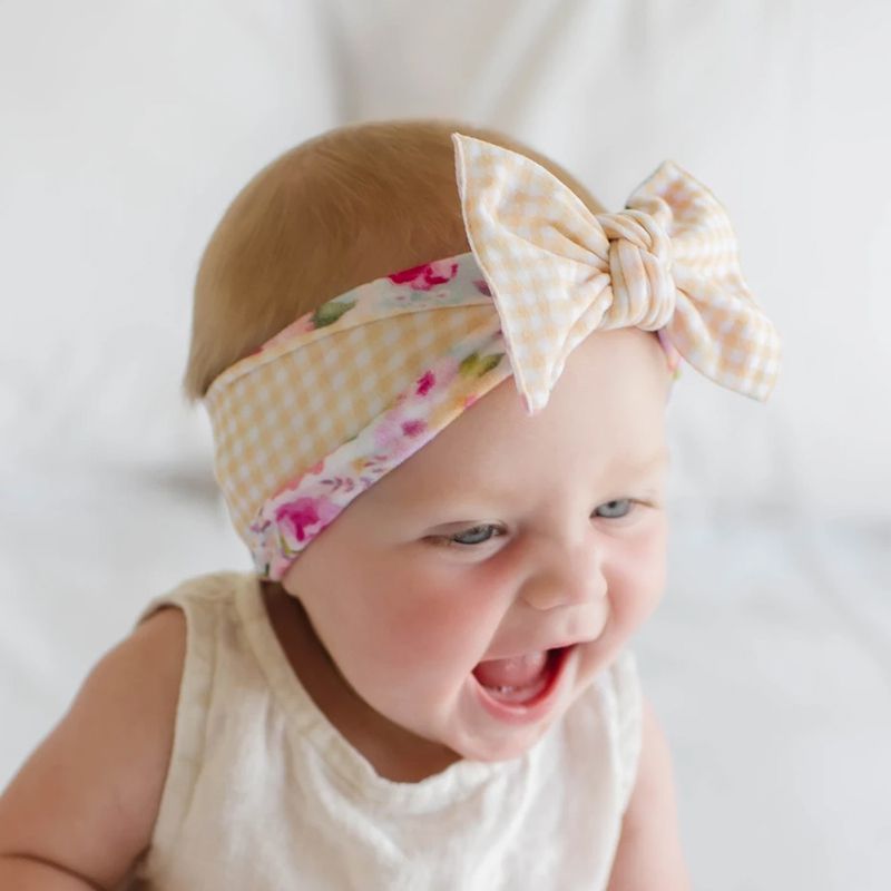 美國baby bling - 純手工極優雅細緻輕柔微彈性/毫無束縛感蝴蝶結髮帶/髮飾_印花雙面系列-盛夏清新