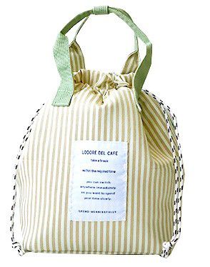 日本代購 - 抽繩束口保溫保冷便當袋-格紋-寶貝藍 (27x19×16cm)