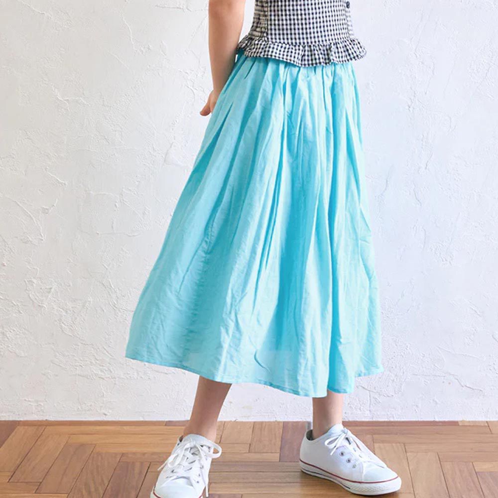 日本 COCA - [小孩]100%棉 定番舒適修身長裙-水藍