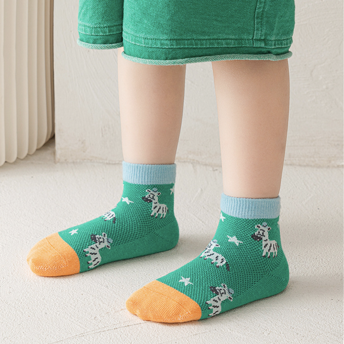 love, charlotte - 斑馬樂園網眼短筒棉襪-5 雙一組