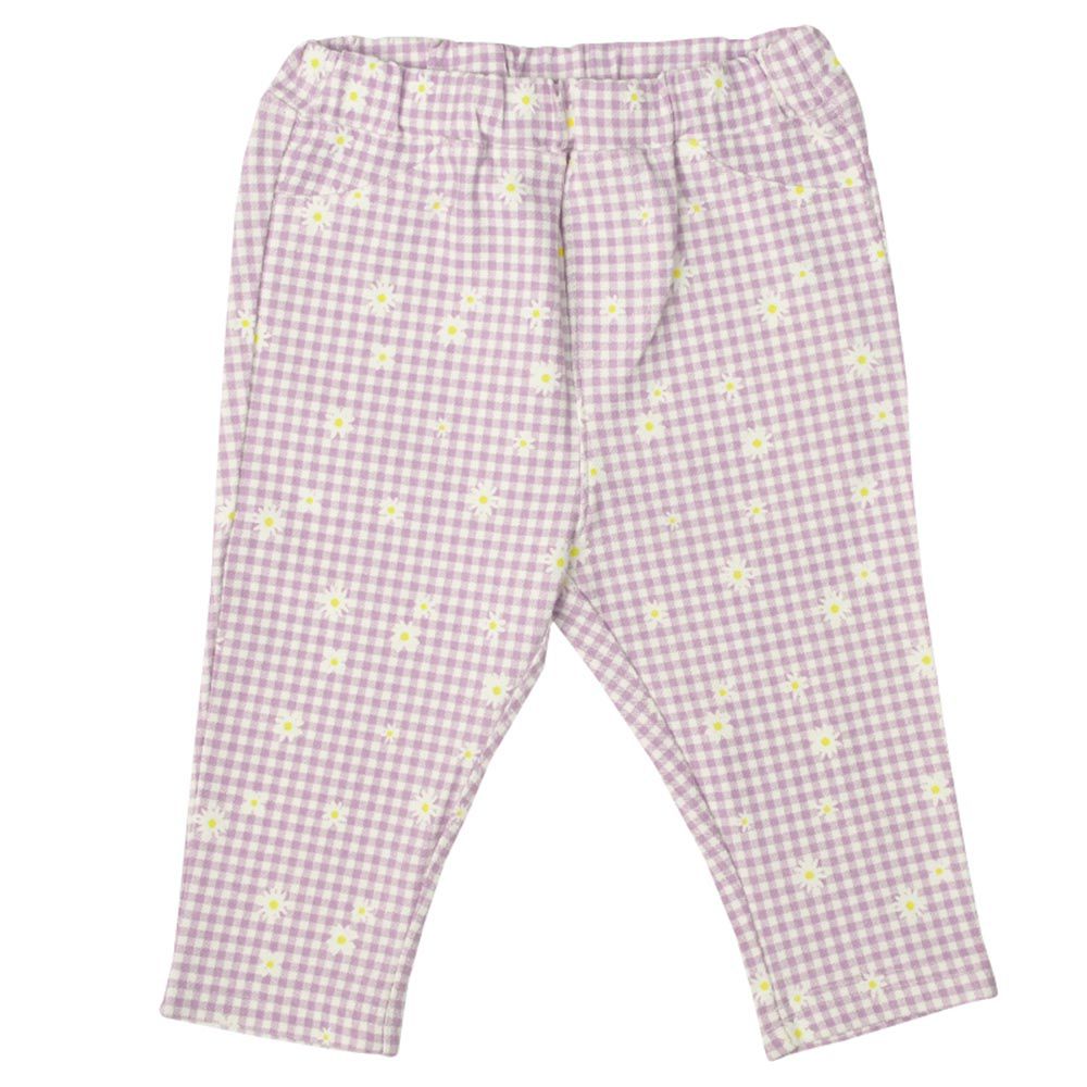 akachan honpo - 7分經典褲 針織斜紋布-圖案-紫色