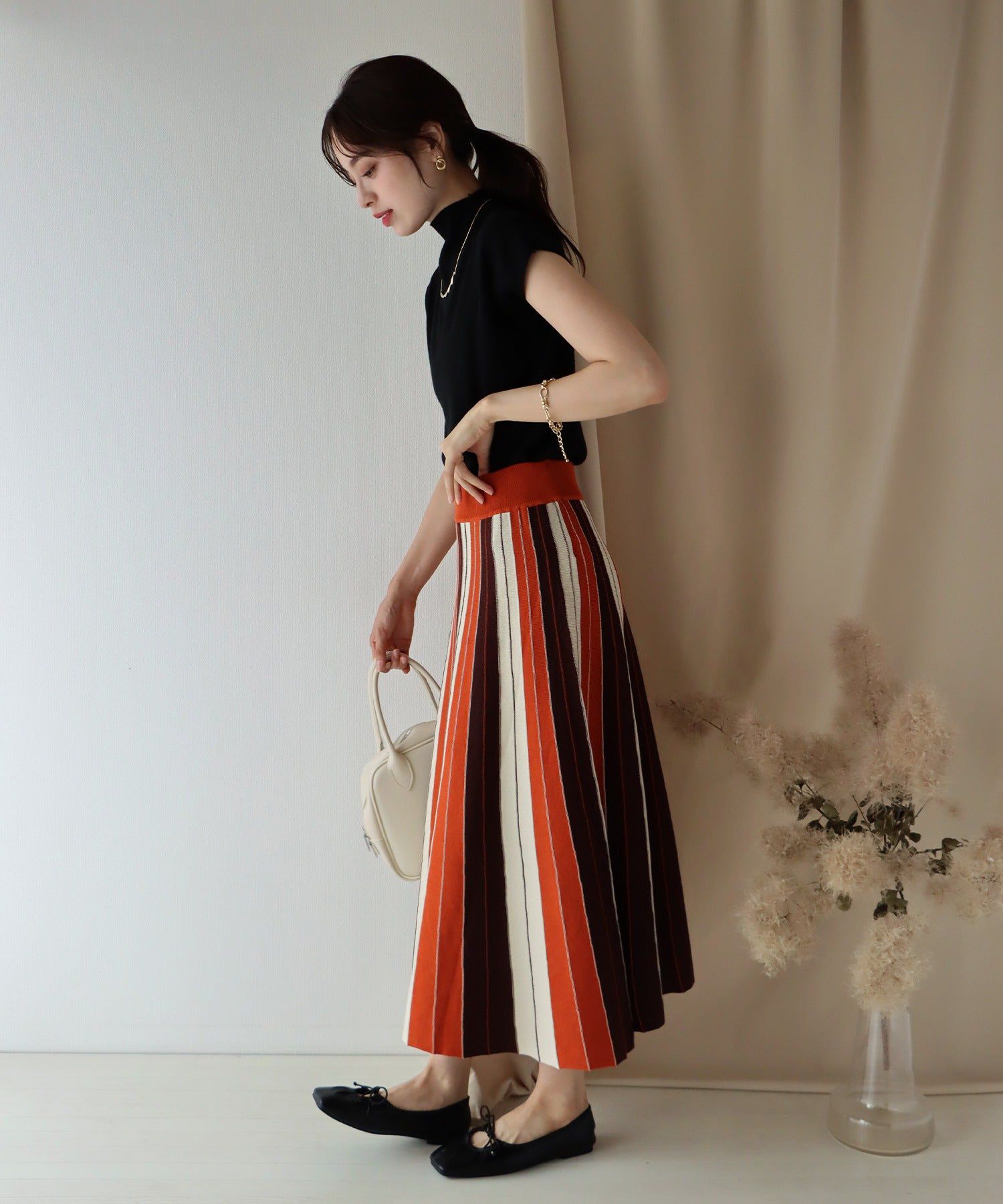 日本 BLUE EAST - 小立領法式袖薄針織上衣-橄欖綠