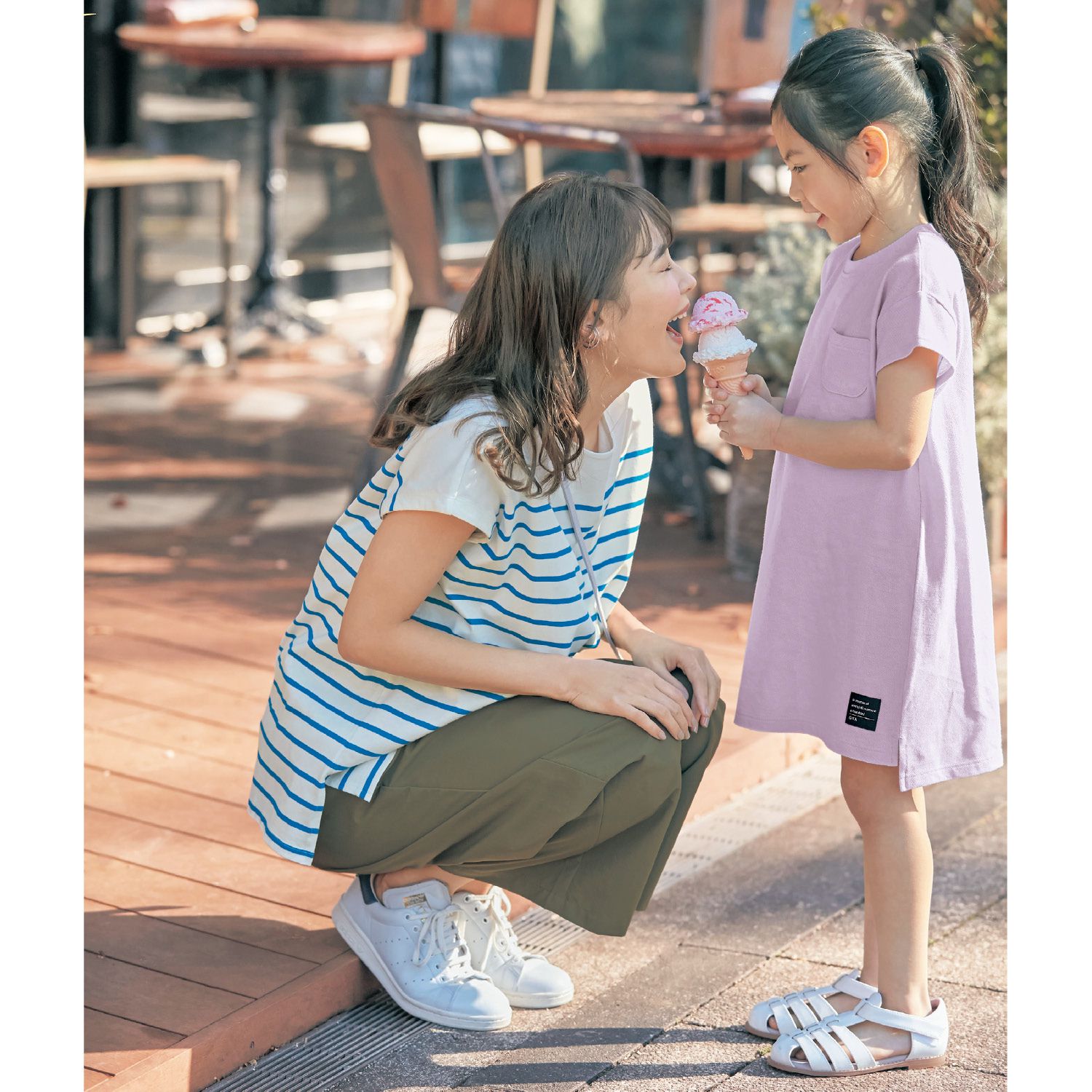 日本千趣會 - GITA 圓領舒適短袖洋裝-薰衣草