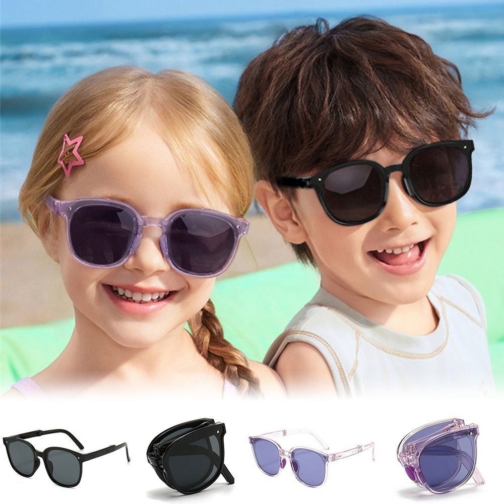 隨行童樂兒童專用輕量彈性折疊UV400太陽眼鏡│方框摺疊偏光墨鏡