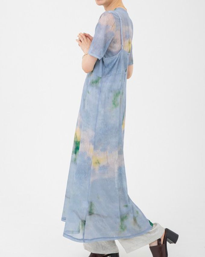 日本 gleam - 穿搭有型 暈染透膚細肩帶洋裝-橘系