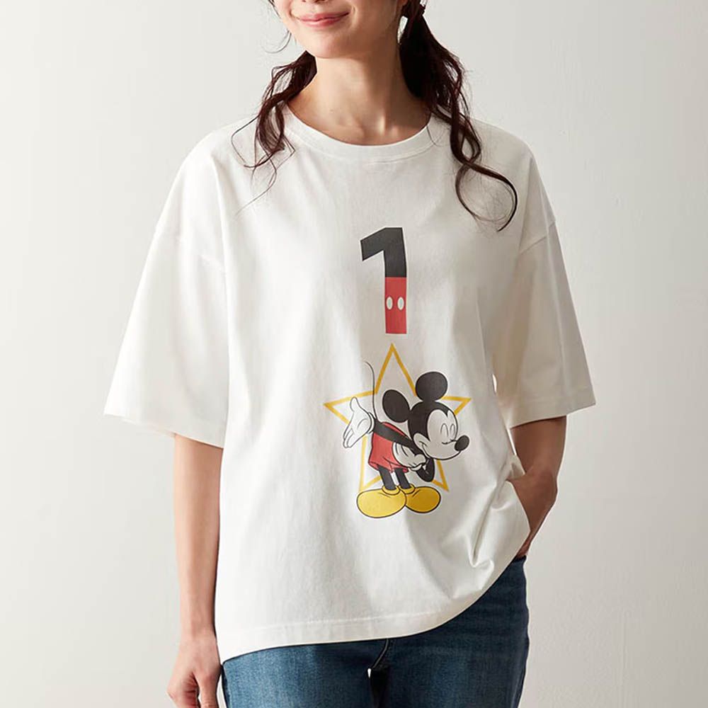 純棉迪士尼印花短袖上衣(大人)-數字1