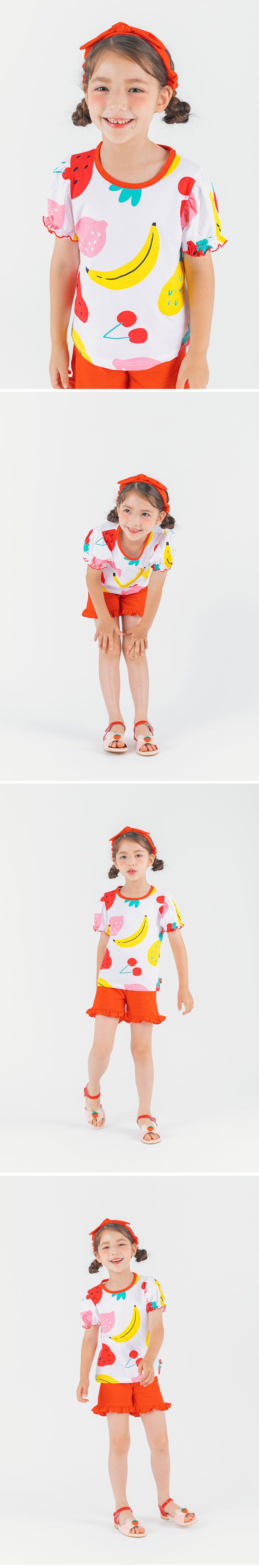 韓國 OZKIZ - (附髮帶)水果套餐短袖套裝-白X紅