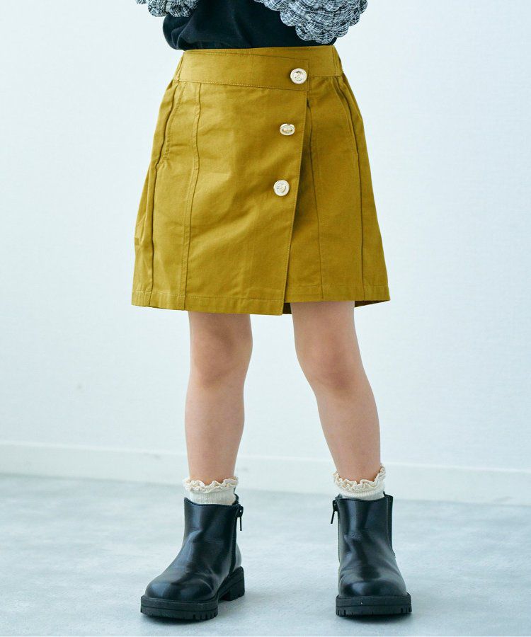 日本 apres les cours - 小奢華金屬鈕扣俏麗褲裙-棕色