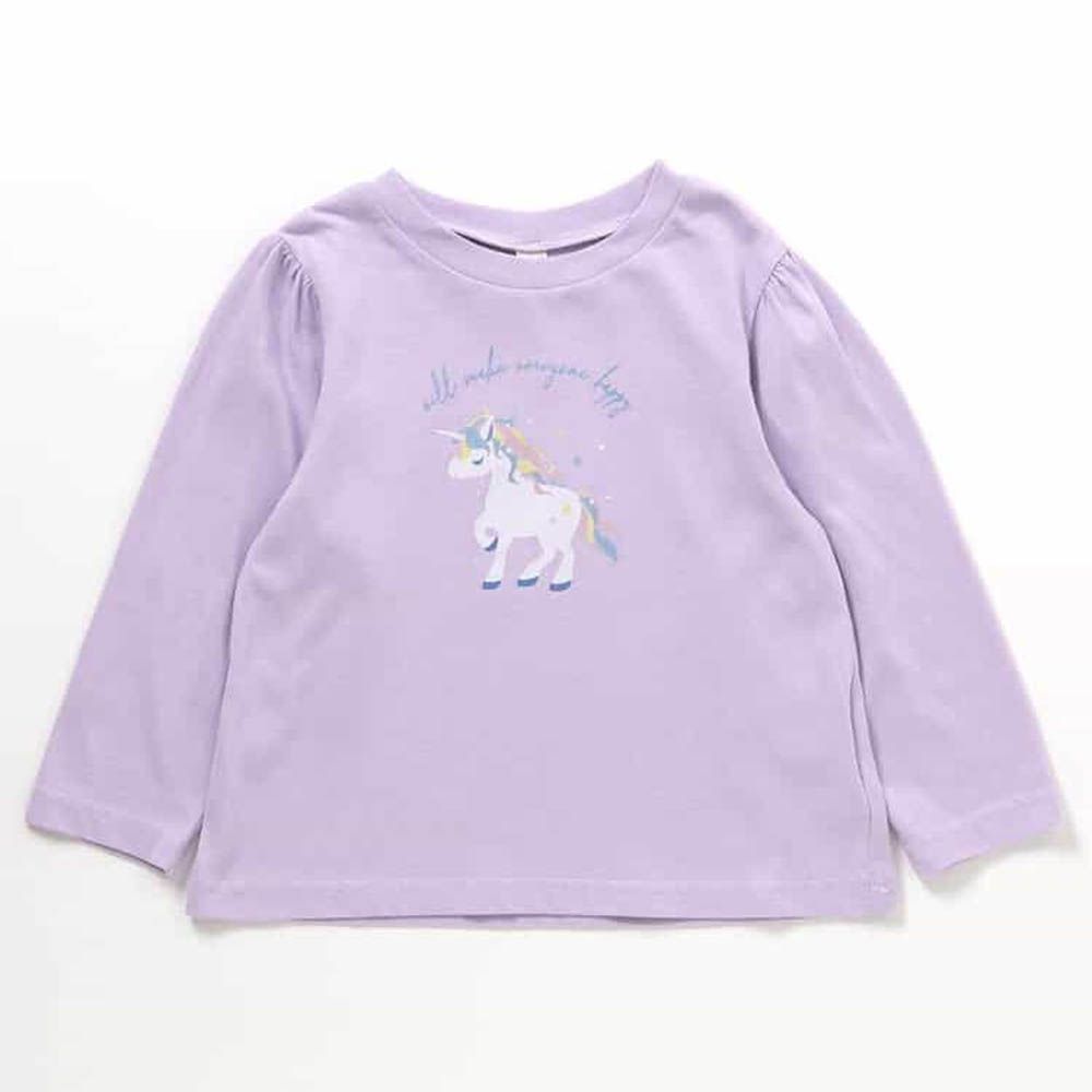 天天穿百搭印花長袖上衣-獨角獸-薰衣草紫
