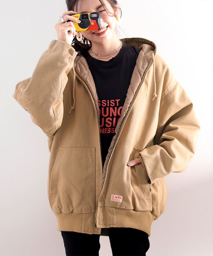 日本 Classical Elf - Java 百搭鋪棉休閒連帽外套-橄欖綠