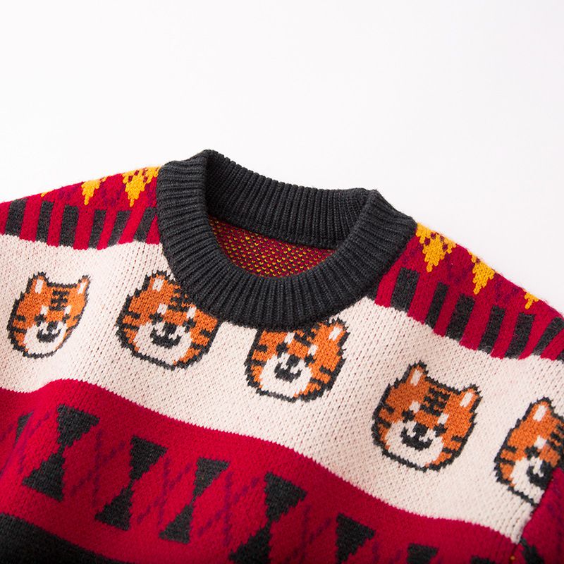 節慶針織毛衣-紅綠菱形格紋