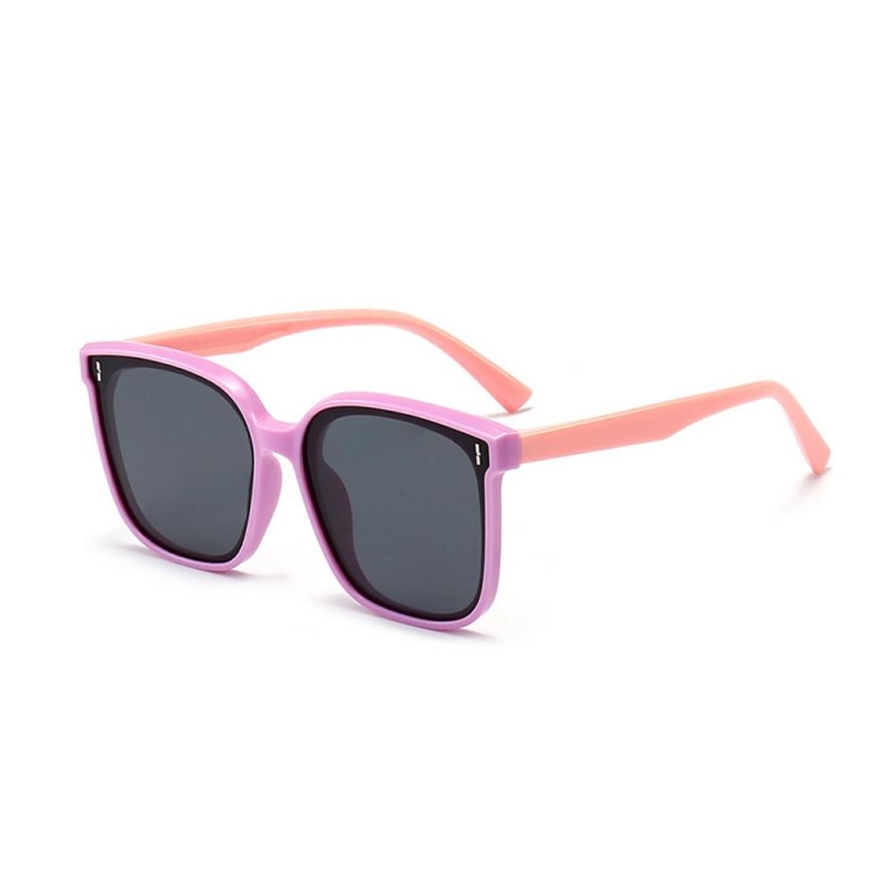 ALEGANT - 童樂時尚鸚鵡粉兒童專用輕量矽膠彈性太陽眼鏡/UV400方框偏光墨鏡
