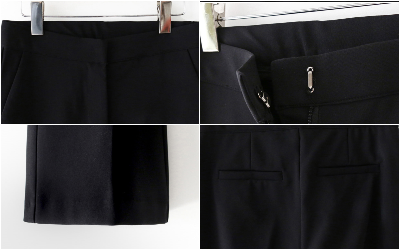 韓國 ENVYLOOK - 隱形釦打褶微喇叭褲-黑