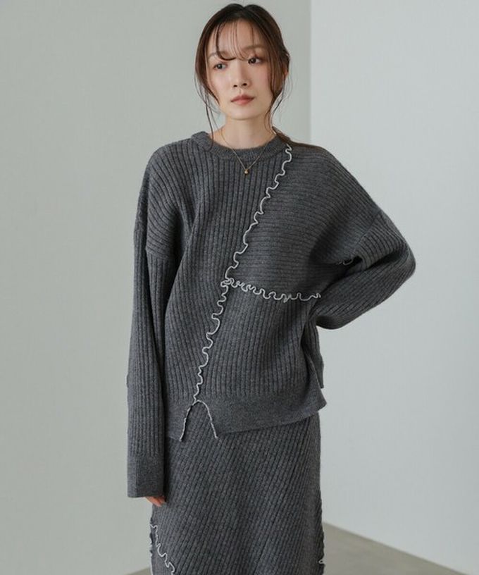 日本 Bab - 柔美曲線點綴寬鬆感針織上衣-象牙米