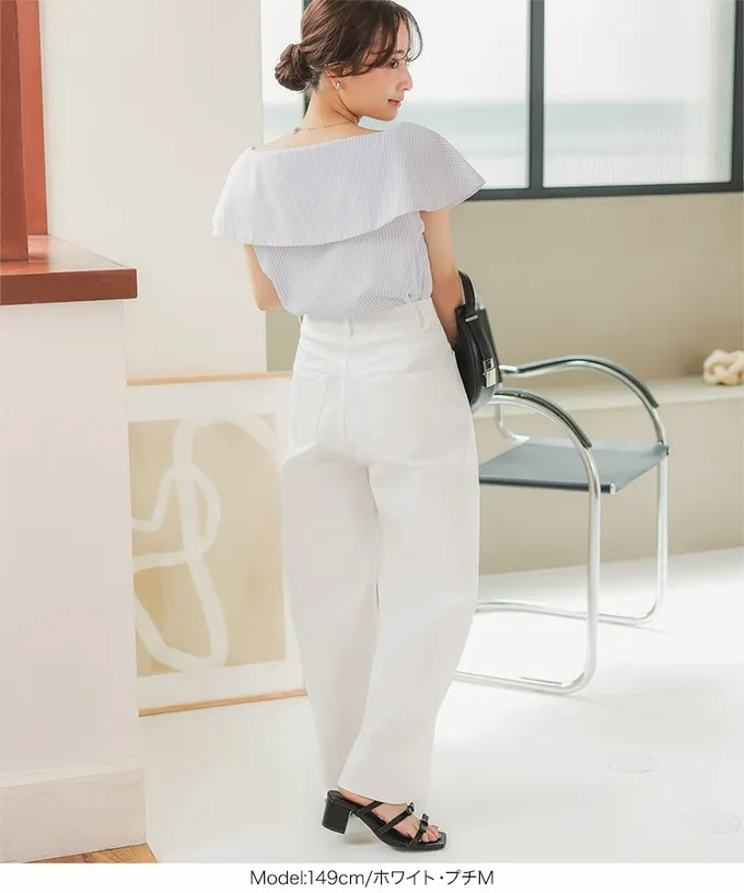 日本 Kobe Lettuce - 接觸冷感 時尚曲線錐型牛仔褲-(可選長度)-黑