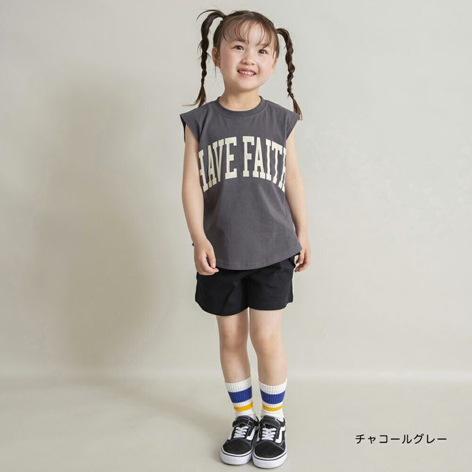 日本 BRANSHES - 簡約英文標語無袖上衣-白