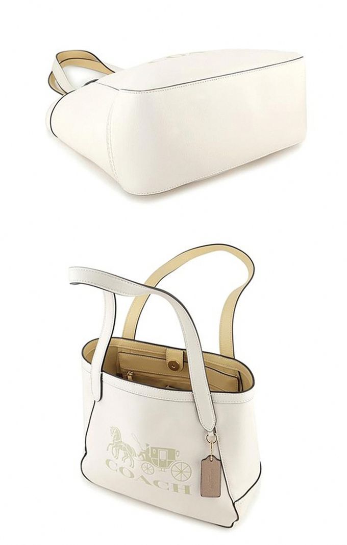 COACH - 經典馬車LOGO皮革肩背包 (白)