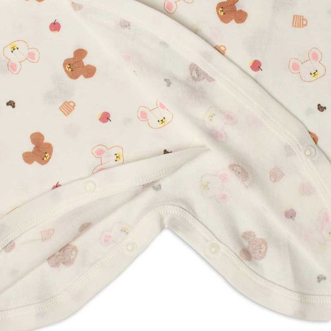 akachan honpo - 新生兒內衣4件組-小熊學校-米白色 (50~60cm)