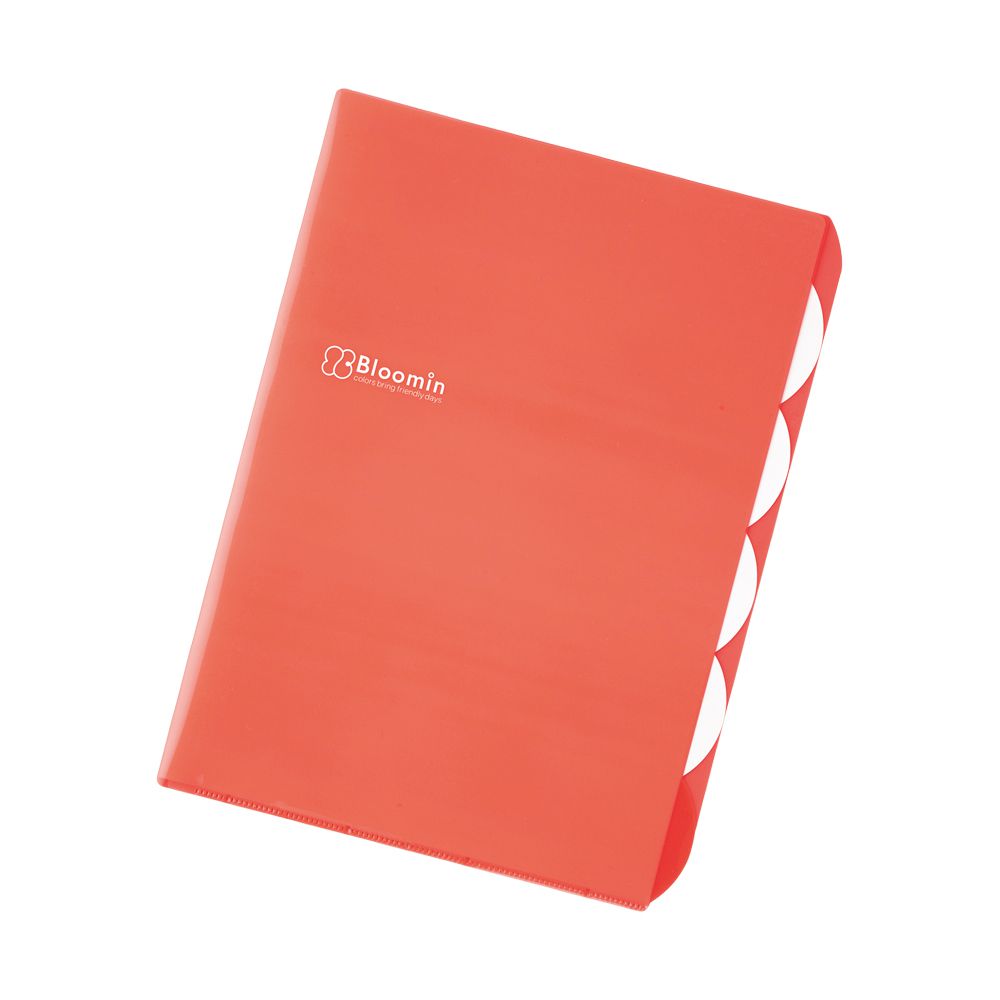 日本文具 LIHIT - L型五層收納文件夾-暖橘紅-A4