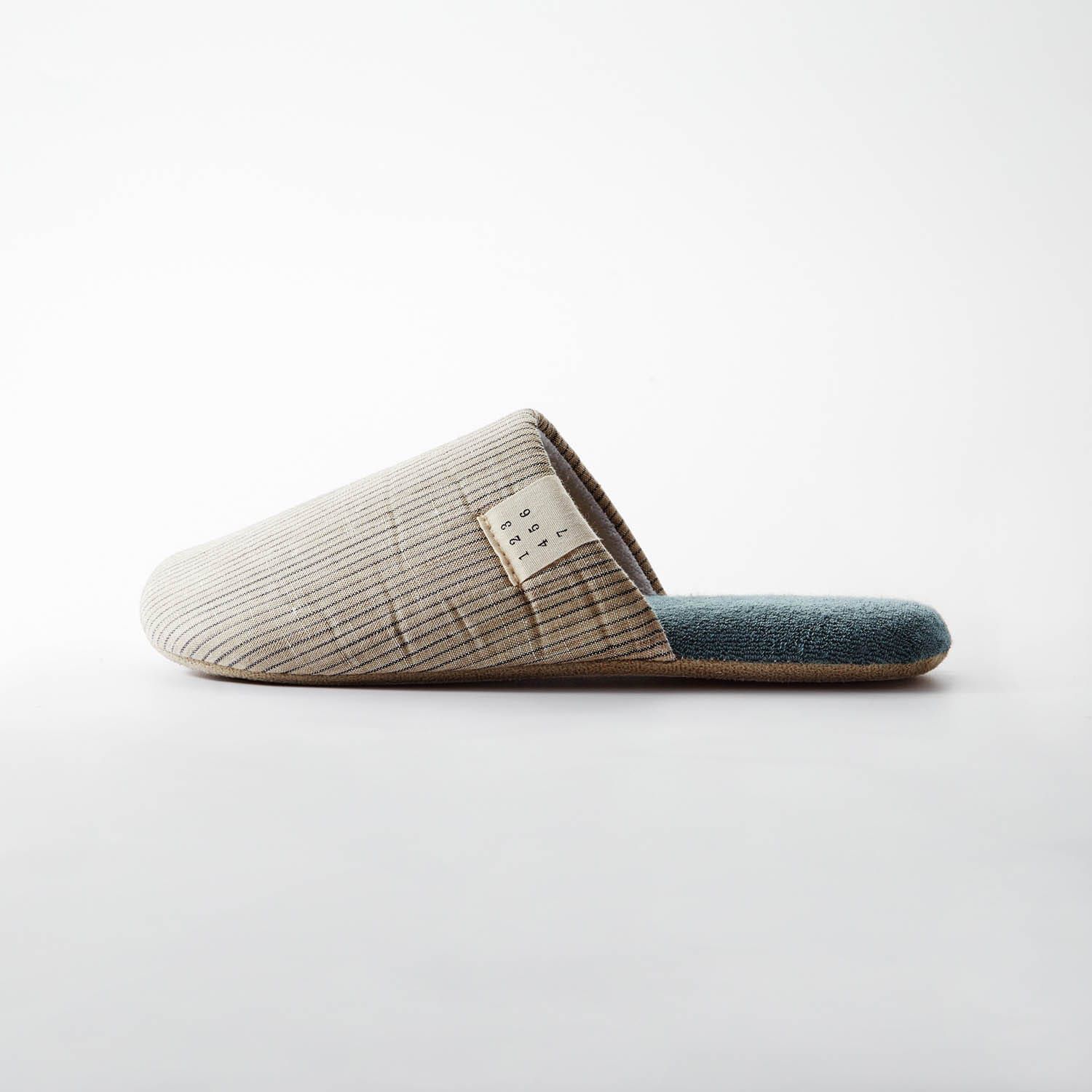 日本千趣會 - 無印風 天然素材可機洗室內拖鞋-黑色條紋