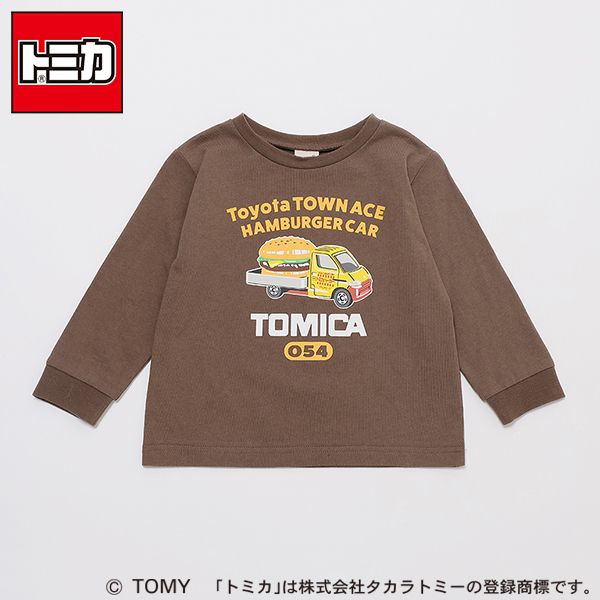 日本 petit main - TOMICA聯名薄長袖上衣-漢堡車-摩卡