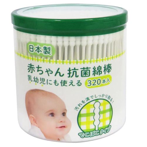 小寶寶用抗菌棉花棒 嬰幼兒也可使用-螺旋款320枝-日本製