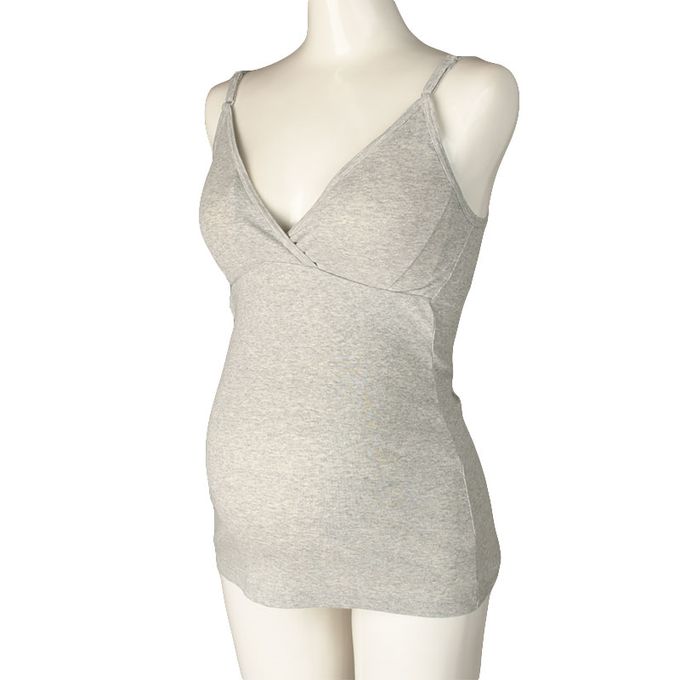 akachan honpo - 有機棉細肩帶背心-灰色