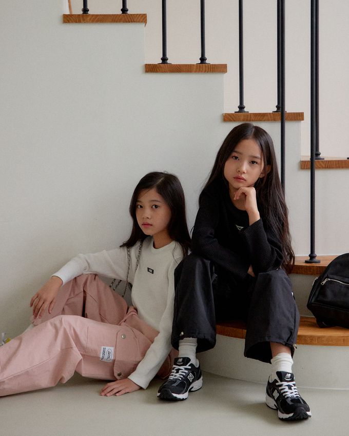 韓國 sm2 - 文字點綴羅紋長袖上衣-白