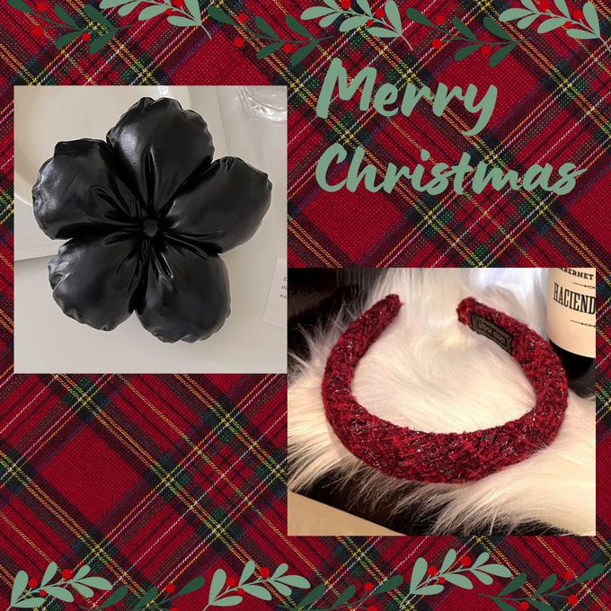 新年聖誕 毛呢髮箍 立體澎澎花朵髮圈