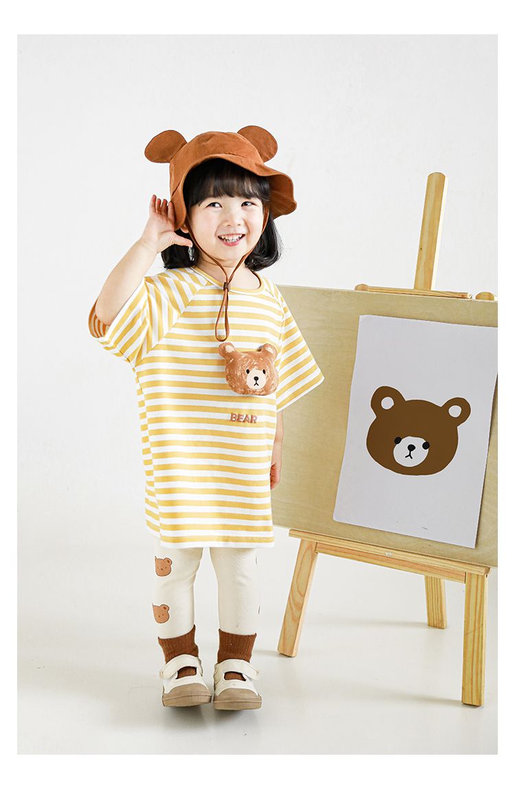 立體條紋休閒短袖上衣-小鴨-粉色