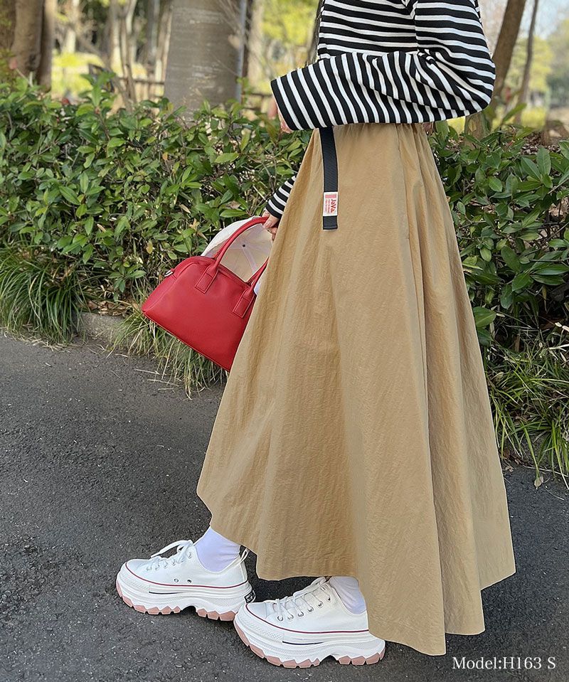 日本 Classical Elf - 街頭風綁帶修身長裙-摩卡棕