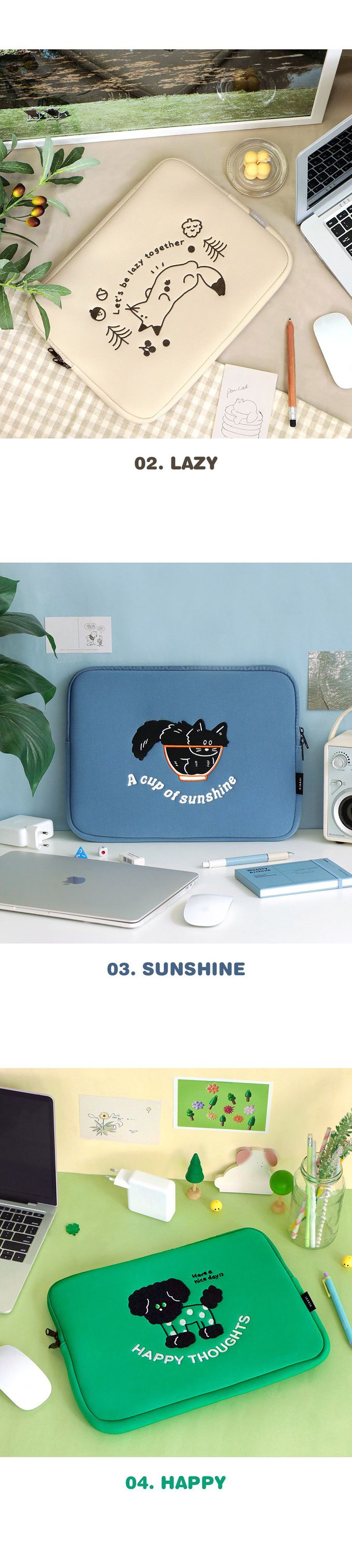 韓國 ICONIC - 童趣圖樣筆電收納包-慵懶狐狸-奶油黃