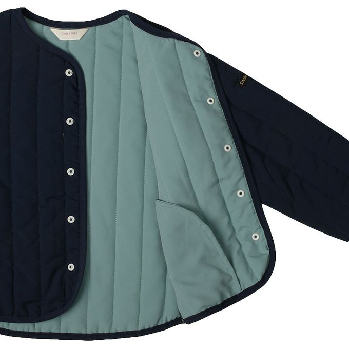 akachan honpo - 寬鬆夾克-超細纖維-深藍色