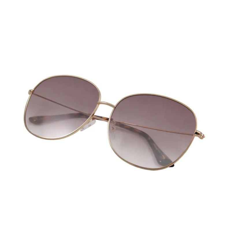 ALEGANT - 韓流復古典雅金邊榛果棕漸層女神款墨鏡│UV400太陽眼鏡